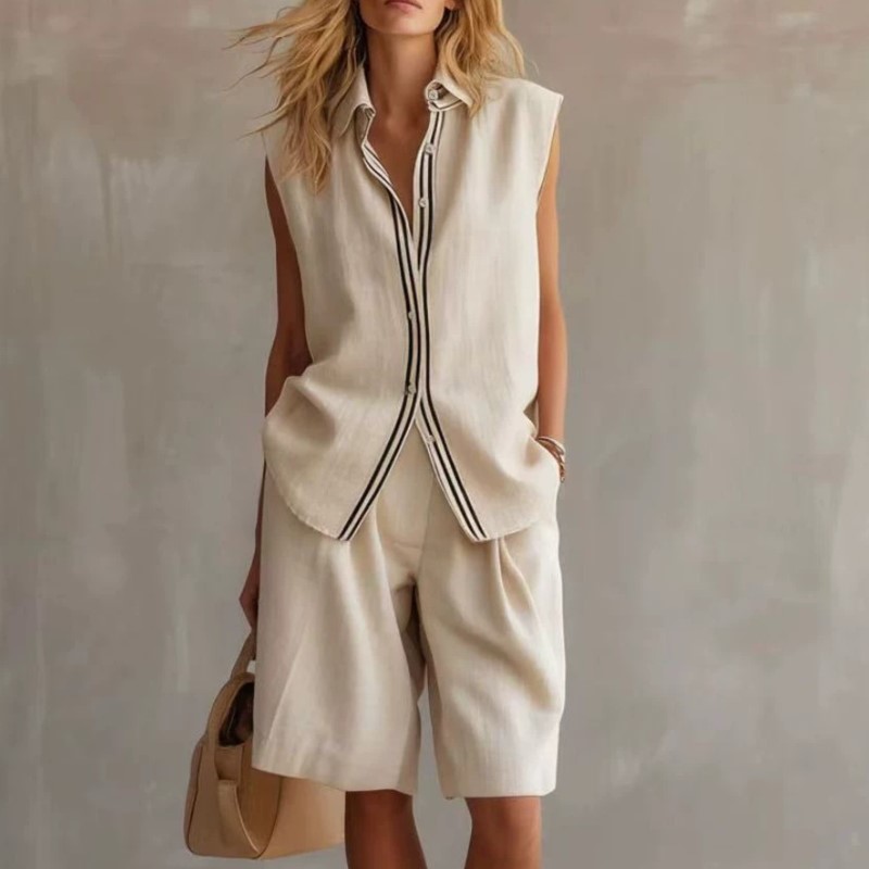 Summer Clothing Linen - Conjunto de Dos Piezas de Lino