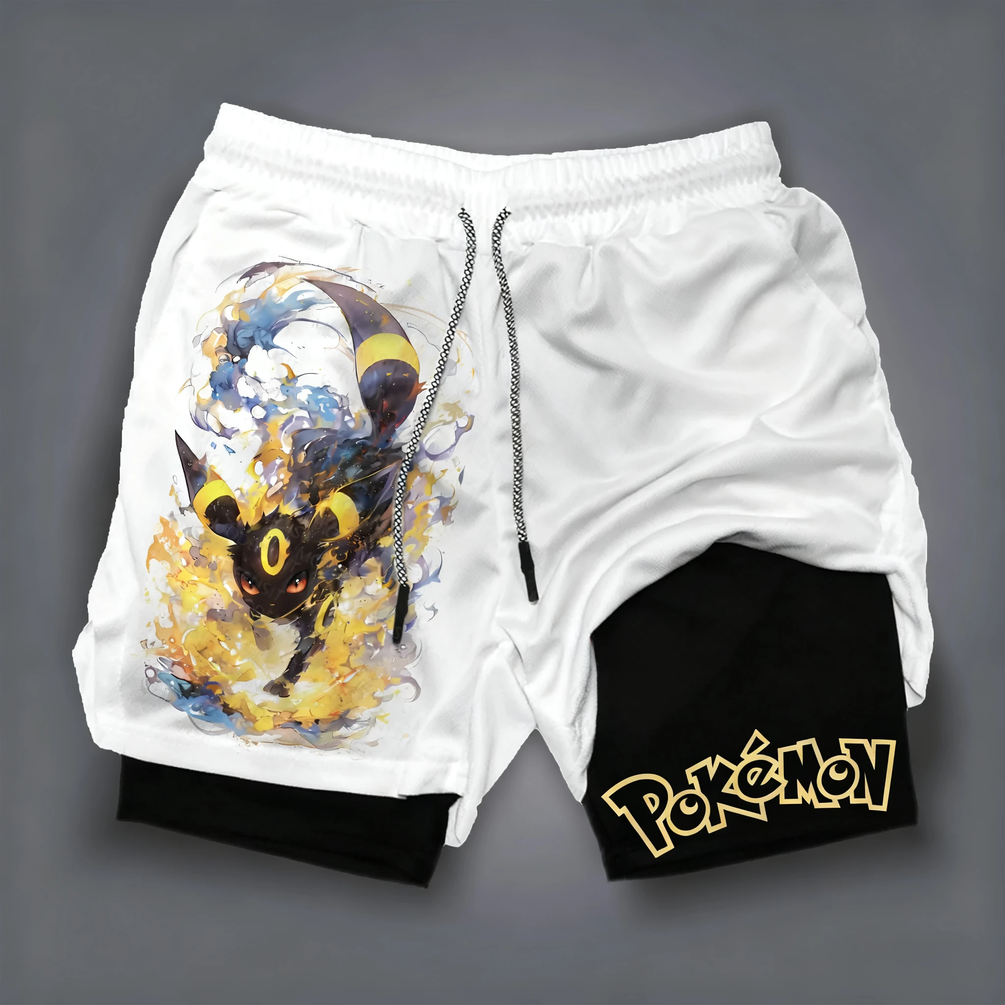 Summer Clothing Layering - Pantalones Cortos Deportivos Pokémon Anime Blancos