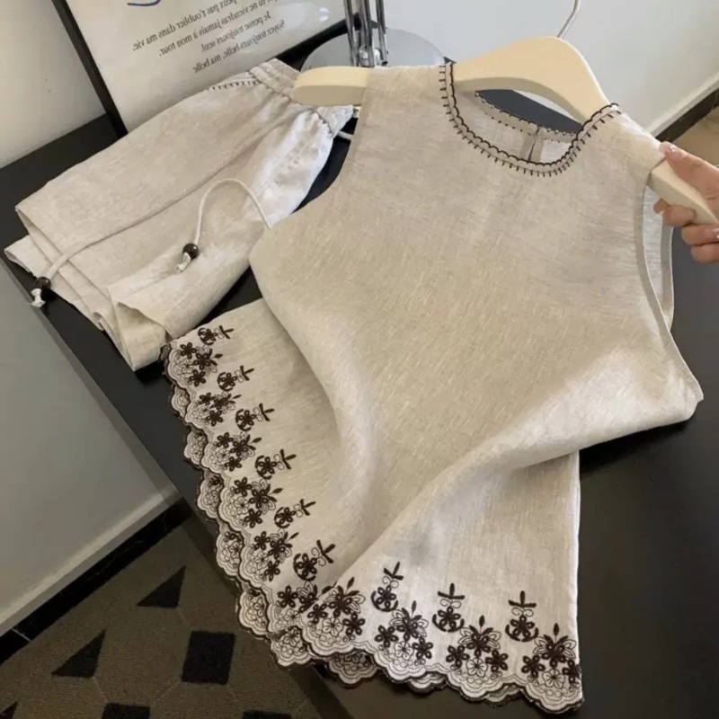 Summer Clothing Linen - Chaleco de encaje bordado de industria