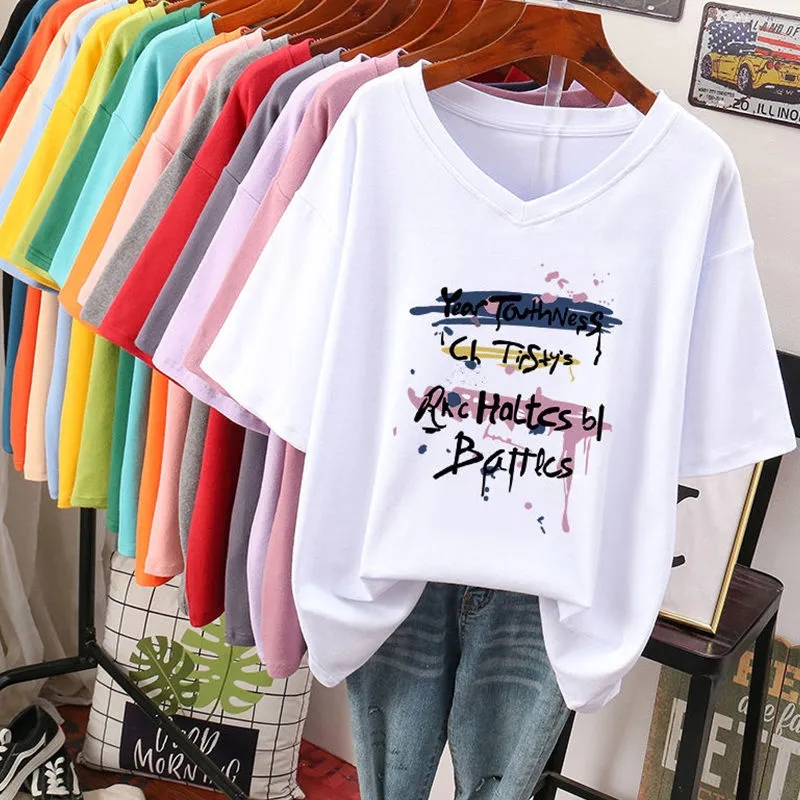 Summer Clothing Cartoon - Camiseta divertida de algodón con letras