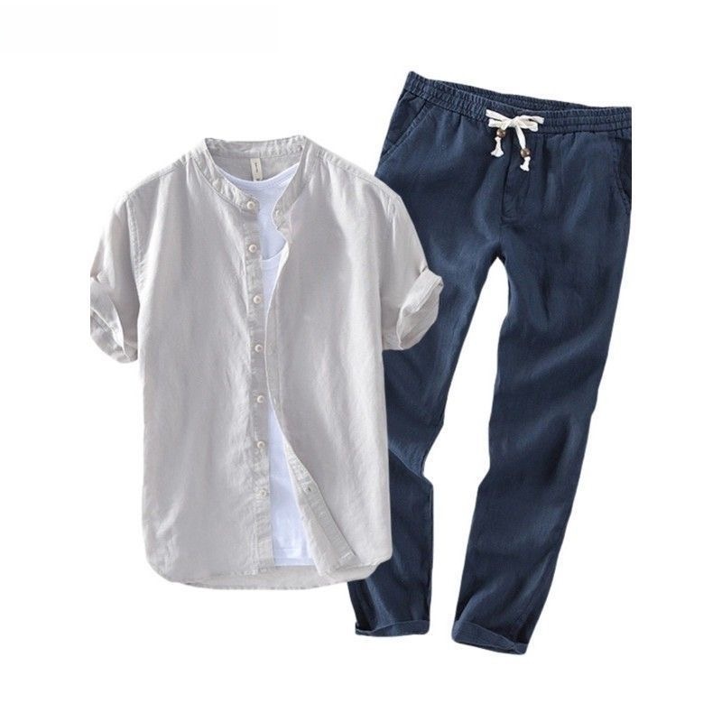 Summer Clothing Linen - Conjunto de Camisa y Camiseta de