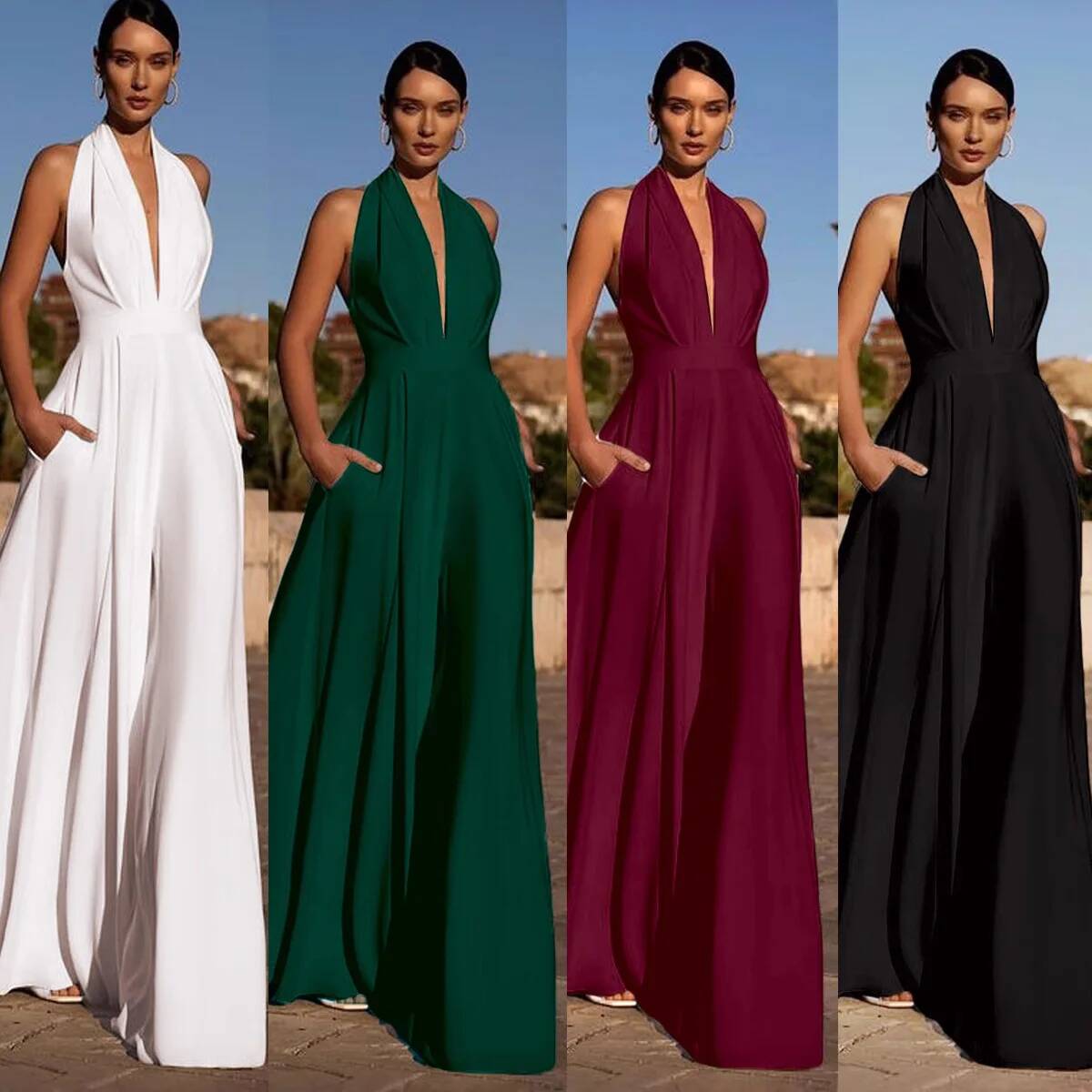 Summer Clothing For 70 Year Old Woman - Mono Sexy con Escote Profundo en