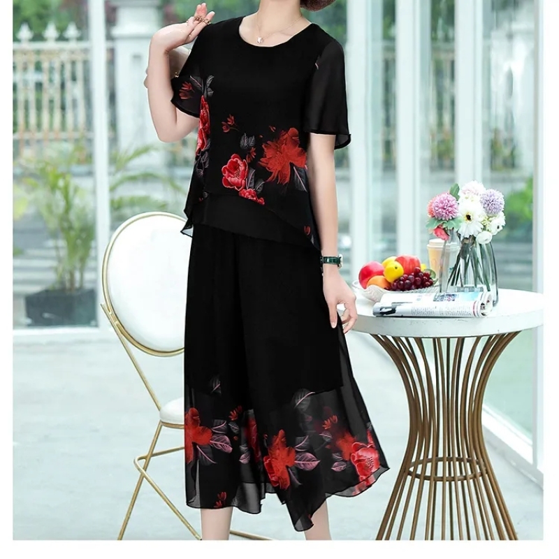 Conjuntos cortos de encaje con - Summer Clothing For 70 Year Old Woman reseña y precio