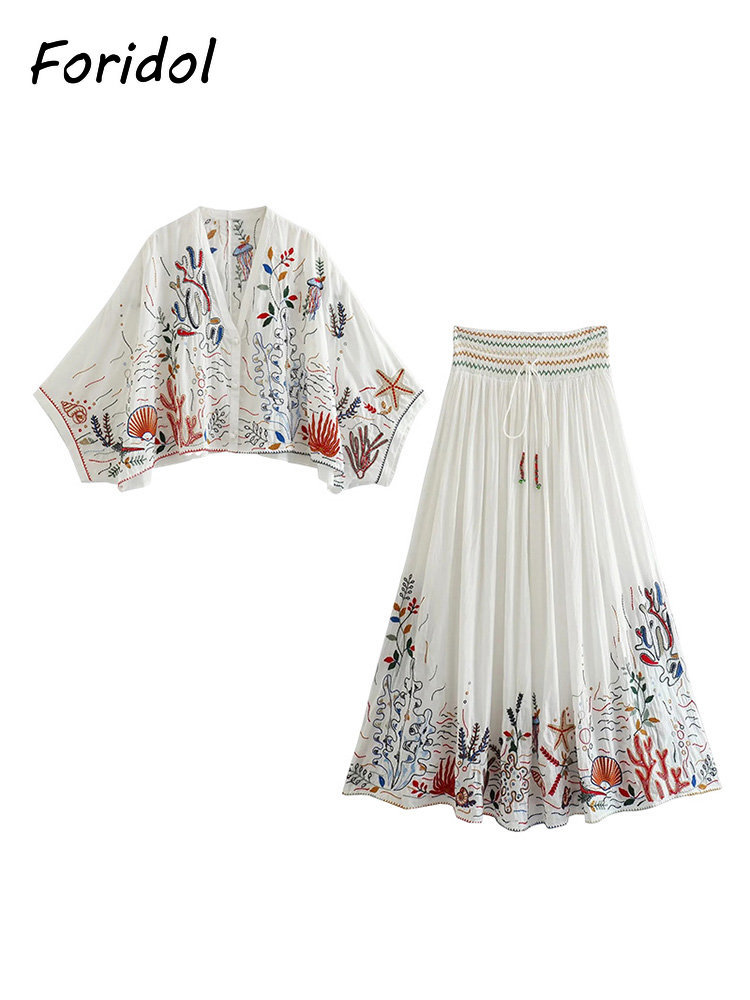 Foridol-Conjunto de Falda larg - Summer Clothing Linen reseña y precio