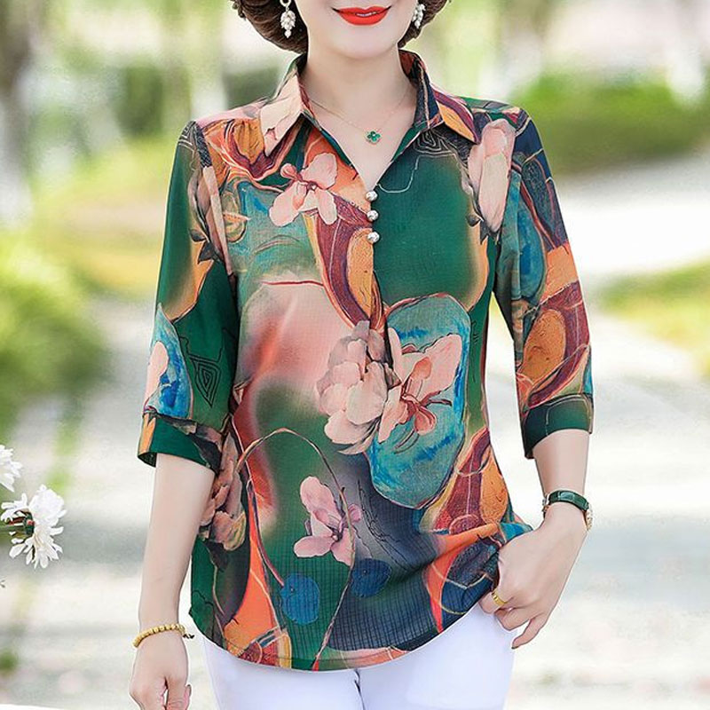 Camisa Vintage con estampado F - Summer Clothing For 70 Year Old Woman reseña y precio