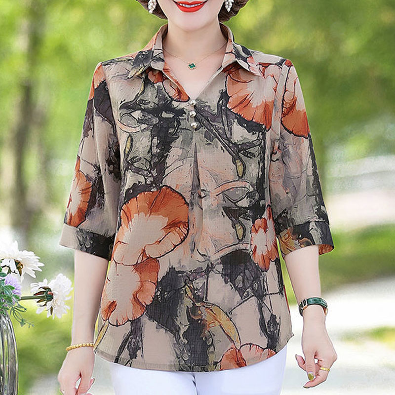 Camisa Vintage con estampado F - Summer Clothing For 70 Year Old Woman reseña y precio