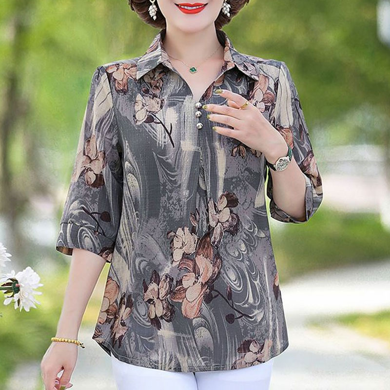Camisa Vintage con estampado F - Summer Clothing For 70 Year Old Woman reseña y precio