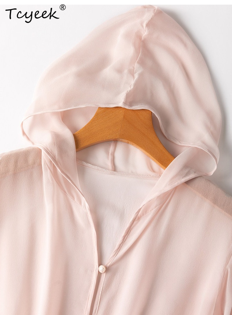 Tcyeek-Tops de seda de morera  - Summer Clothing Women reseña y precio