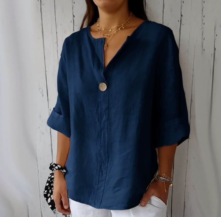 Camisa Holgada con Botones y C - Summer Clothing Linen reseña y precio