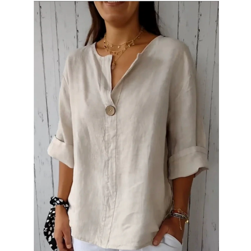 Camisa Holgada con Botones y C - Summer Clothing Linen reseña y precio