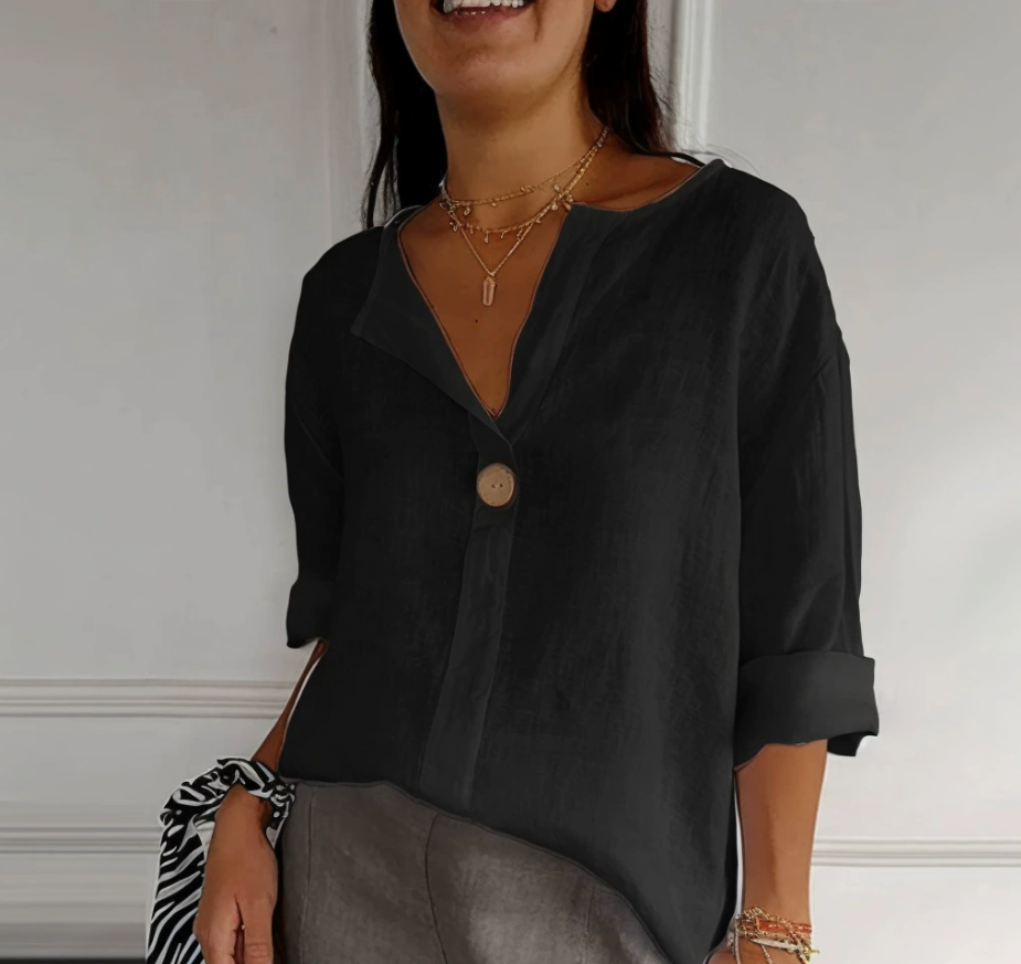 Camisa Holgada con Botones y C - Summer Clothing Linen reseña y precio