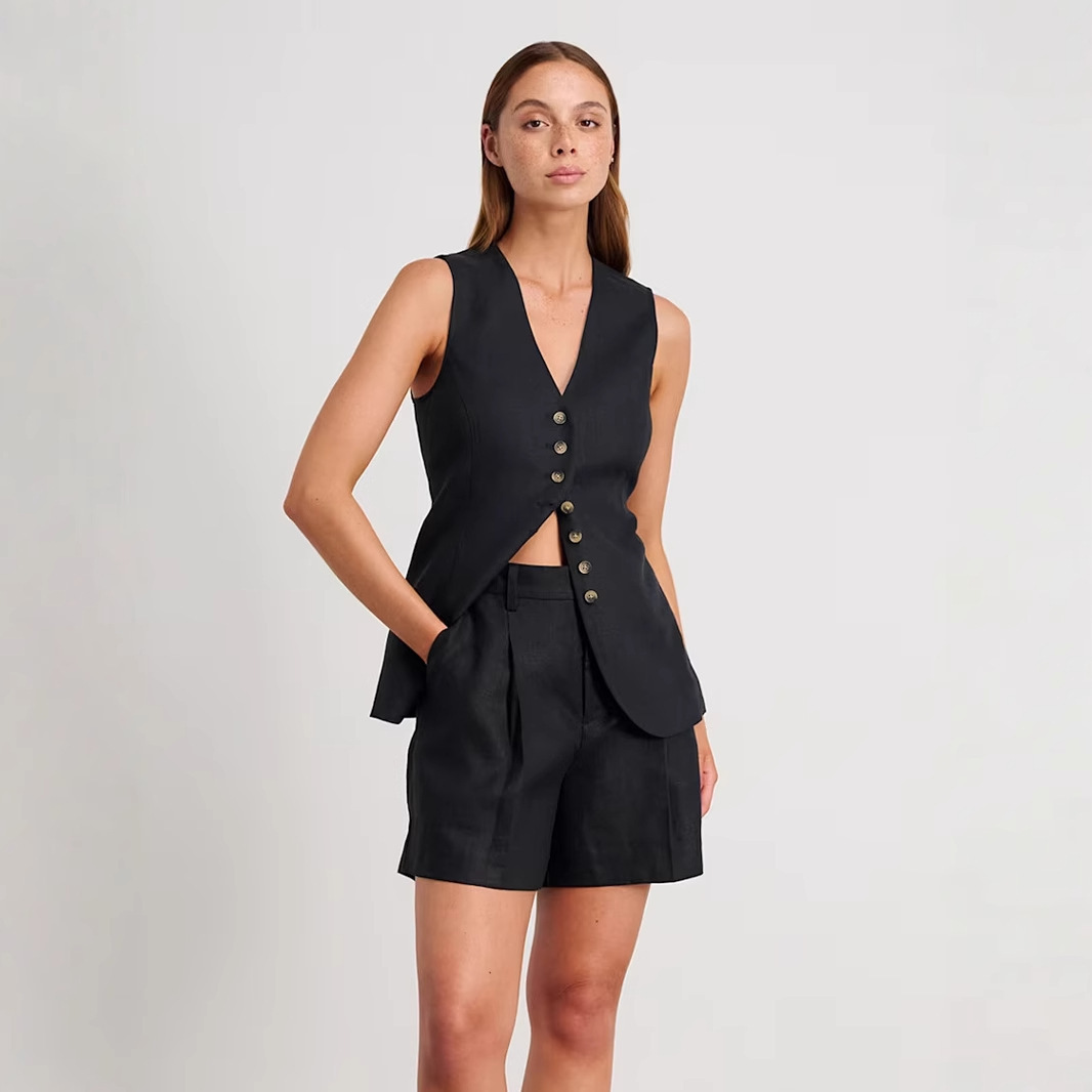 Wolfeel-Conjunto de chaleco y  - Summer Clothing Linen reseña y precio