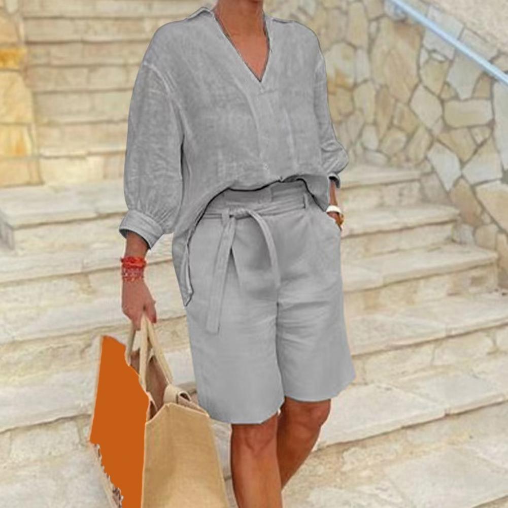 Conjunto de dos piezas de algo - Summer Clothing Linen reseña y precio