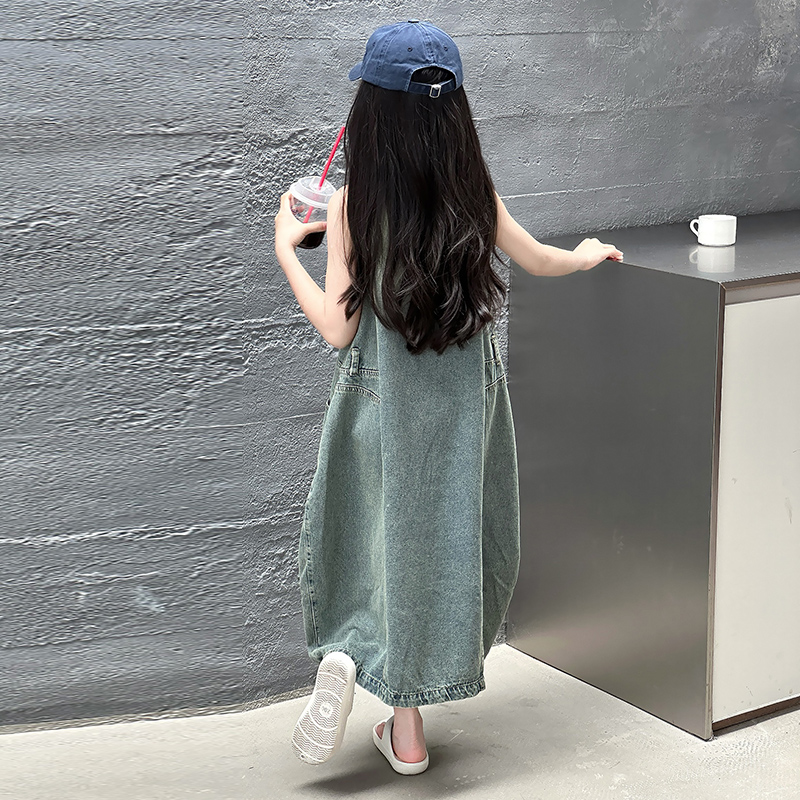 Vintage azul niños niñas alta  - Summer Clothing Linen reseña y precio