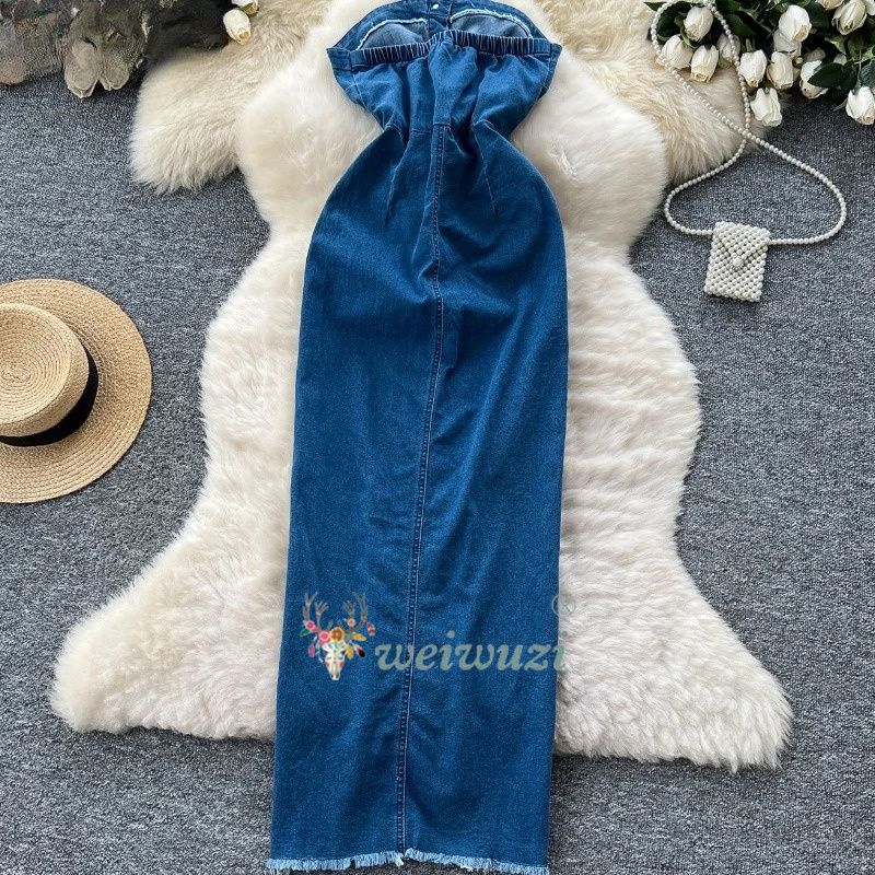 Vestido vaquero retro sin tira - Summer Clothing Juniors reseña y precio