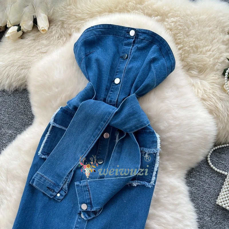 Vestido vaquero retro sin tira - Summer Clothing Juniors reseña y precio